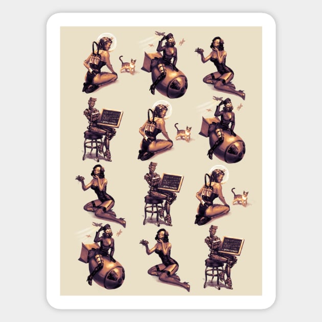 Pin-ups of the Apocalypse (Texture) Sticker by Victor Maristane